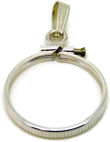 Solid Sterling Silver Coin Bezel for 1 oz American Eagle Silver Dollar Rhodium Plated for enhanced durability, shine, and tarnish resistance. Pendant Bezel, Charm Pendant, Made in the USA in Kuwait