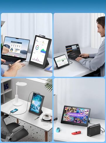 موسع شاشة الكمبيوتر المحمول L2 المحمول بشاشة تعمل باللمس مع مكبر صوت، شاشة 13 بوصة IPS 60 هرتز، منافذ Type-C/HDMI، مسند داعم، متوافق مع نظام التشغيل Mac OS/Windows/Chrome/Android Phone/Switch in Kuwait