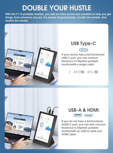 موسع شاشة الكمبيوتر المحمول L2 المحمول بشاشة تعمل باللمس مع مكبر صوت، شاشة 13 بوصة IPS 60 هرتز، منافذ Type-C/HDMI، مسند داعم، متوافق مع نظام التشغيل Mac OS/Windows/Chrome/Android Phone/Switch in Kuwait