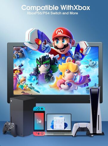 موسع شاشة الكمبيوتر المحمول L2 المحمول بشاشة تعمل باللمس مع مكبر صوت، شاشة 13 بوصة IPS 60 هرتز، منافذ Type-C/HDMI، مسند داعم، متوافق مع نظام التشغيل Mac OS/Windows/Chrome/Android Phone/Switch in Kuwait