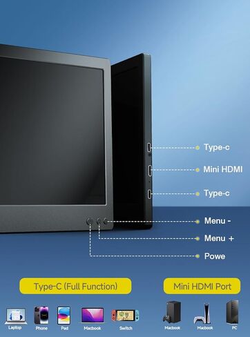 موسع شاشة الكمبيوتر المحمول L2 المحمول بشاشة تعمل باللمس مع مكبر صوت، شاشة 13 بوصة IPS 60 هرتز، منافذ Type-C/HDMI، مسند داعم، متوافق مع نظام التشغيل Mac OS/Windows/Chrome/Android Phone/Switch in Kuwait