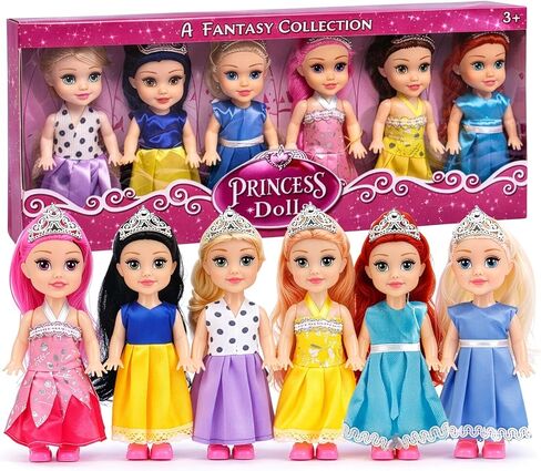 Liberty Imports Little Royal Princess Toddler Dolls with Dresses, Girls Imaginative Pretend Play Small Dolls Party Favors Collection (6 Pack) in Kuwait