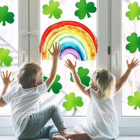 60Pcs St. Patrick's Day Cutouts Metallic Foil Shamrock Shape Cutouts Irish Clover Cardboard Paper Cutting for DIY Crafts Classroom Bulletin Board Decor in Saudi Arabia