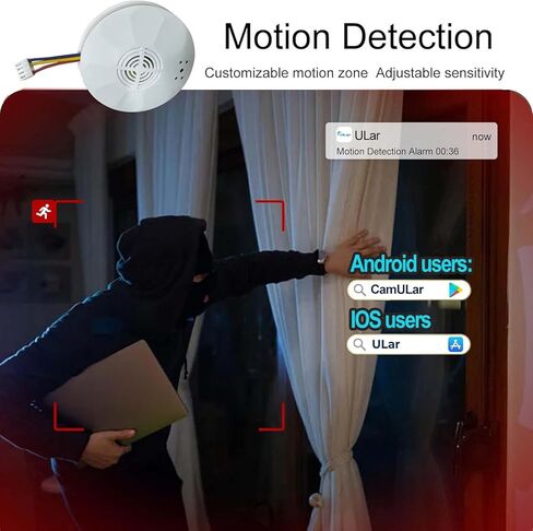 WiFi Wiring Smoke Video Detector Real-Time Camera 4K Ultra HD Clarity Small Nanny Cam with Night Vision Clear and Motion Detection Home Surveillance Security No Audio in Kuwait