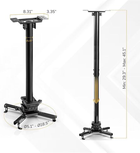 جبل عليه! حامل سقف لجهاز العرض PRO، حامل جهاز عرض السقف عالي التحمل من الدرجة التجارية، سعة وزن 77 رطلاً in Kuwait