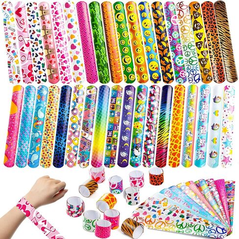 JOYIN 144 Pcs Slap Bracelets for Kids Bulk Wristbands with Animals, Friendship, Heart Print 36 Designs, for kids Easter Party Favors, Valentine Classroom Prizes Exchanging Gifts in Kuwait