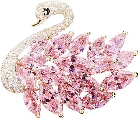 Rhinestone Swan Brooch for Women Crystal Swan Lapel Pin Charms Bird Boutonniere Corsage for Dresses Scarves Shawl Clip Bride Wedding Engagement Anniversary Banquet Party Jewelry Accessories in Saudi Arabia