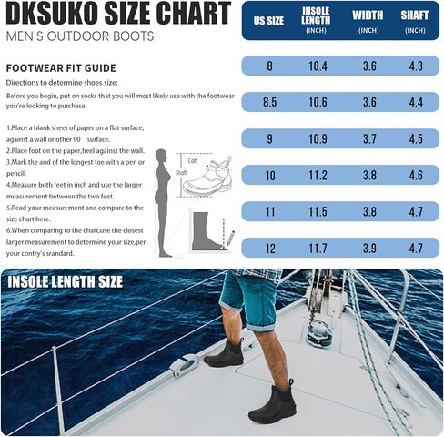 DKSUKO Men's Waterproof Neoprene Ankle Boots,Durable Insulated Rubber Slip On Water Deck Boots,Outdoor Rain Footwear,Anti-Slip Mud Shoes in Saudi Arabia