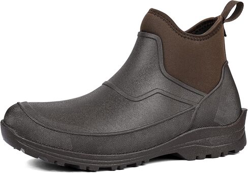 DKSUKO Men's Waterproof Neoprene Ankle Boots,Durable Insulated Rubber Slip On Water Deck Boots,Outdoor Rain Footwear,Anti-Slip Mud Shoes in Saudi Arabia