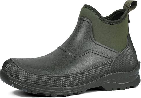DKSUKO Men's Waterproof Neoprene Ankle Boots,Durable Insulated Rubber Slip On Water Deck Boots,Outdoor Rain Footwear,Anti-Slip Mud Shoes in Saudi Arabia