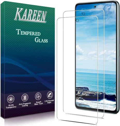 KAREEN [2 Pack] Screen Protector for Samsung Galaxy A53 5G Tempered Glass, Fingerprint Unlock Compatible, Anti Scratch, Bubble Free, Easy Installation in Kuwait