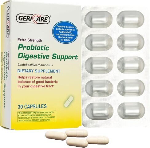 GeriCare Probiotic Digestive Support | Extra Strength 20 Billion CFU Lactobacillus Rhamnosus R-11 Daily Probiotic | Keeps Your Digestive System Balanced | 30 Capsules (2 Pack) in Saudi Arabia
