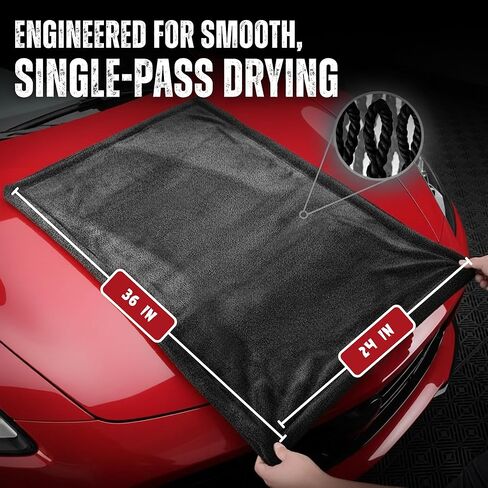 RAPIDWIPE 24" x 36" Ultra Drying Towel 1300 GSM Twisted Loop Microfiber, Super Absorbent, No Streaks or Lint, Double Sided – Reusable Car Wash Towel, Auto Detailing Cloth, in Saudi Arabia