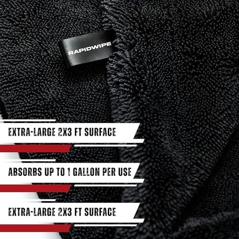 RAPIDWIPE 24" x 36" Ultra Drying Towel 1300 GSM Twisted Loop Microfiber, Super Absorbent, No Streaks or Lint, Double Sided – Reusable Car Wash Towel, Auto Detailing Cloth, in Saudi Arabia