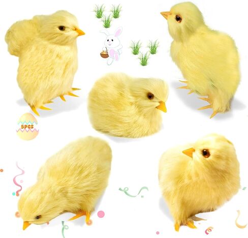 Bbiamsleep 5 Pcs Easter Chick Figurine for Spring Photo Props Basket Easter Chicken Decoration Party Gift in Kuwait
