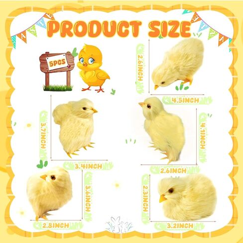 Bbiamsleep 5 Pcs Easter Chick Figurine for Spring Photo Props Basket Easter Chicken Decoration Party Gift in Kuwait