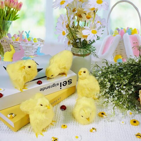 Bbiamsleep 5 Pcs Easter Chick Figurine for Spring Photo Props Basket Easter Chicken Decoration Party Gift in Kuwait