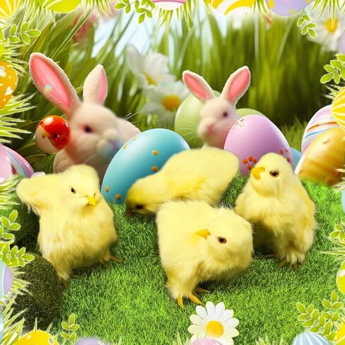 Bbiamsleep 5 Pcs Easter Chick Figurine for Spring Photo Props Basket Easter Chicken Decoration Party Gift in Kuwait