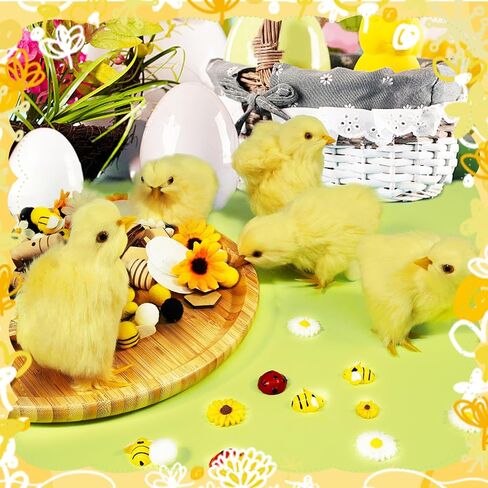 Bbiamsleep 5 Pcs Easter Chick Figurine for Spring Photo Props Basket Easter Chicken Decoration Party Gift in Kuwait