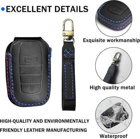 SENSHINE Key Fob Cover for Toyota Tundra Accessories 2026 2022-2025 Sequoia 2023-2026 Camry 2025 2026 Grand Highlander/Tacoma 2024-2026 Crown 2023+ Key Fob Case Shell Protect Key Cover (Blue Stitch) in Kuwait