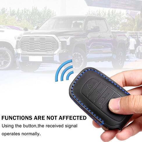 SENSHINE Key Fob Cover for Toyota Tundra Accessories 2026 2022-2025 Sequoia 2023-2026 Camry 2025 2026 Grand Highlander/Tacoma 2024-2026 Crown 2023+ Key Fob Case Shell Protect Key Cover (Blue Stitch) in Kuwait