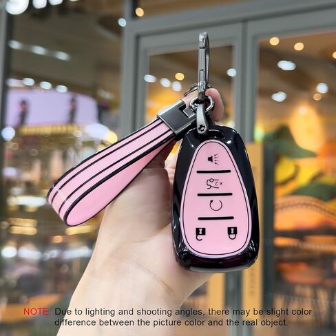PIFOOG Key Fob Cover Fit for Chevy 5 Button Pink Car Keys Case Shell Keychain Accessories Fits for Malibu Equinox Traverse Blazer Camaro Cruze Trax LT Trailblazer Spark Girly Women TPU in Saudi Arabia