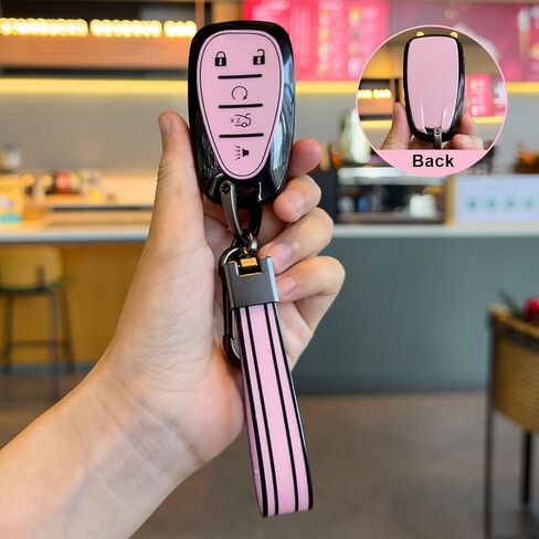 PIFOOG Key Fob Cover Fit for Chevy 5 Button Pink Car Keys Case Shell Keychain Accessories Fits for Malibu Equinox Traverse Blazer Camaro Cruze Trax LT Trailblazer Spark Girly Women TPU in Saudi Arabia