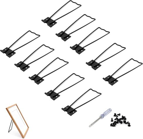 10 قطع من حامل إطار الصورة الحديدي وحامل خلفي، إطار معدني أسود مع 20 قطعة براغي و1 قطعة مفك براغي للرسم والحرف اليدوية وحامل عرض الطاولة (أسود) in Kuwait