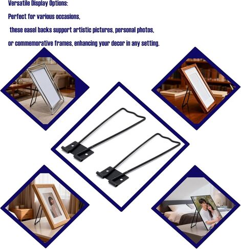 10 قطع من حامل إطار الصورة الحديدي وحامل خلفي، إطار معدني أسود مع 20 قطعة براغي و1 قطعة مفك براغي للرسم والحرف اليدوية وحامل عرض الطاولة (أسود) in Kuwait