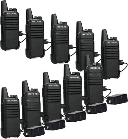 Retevis RT22 Two Way Radio,Rechargeable Walkie Talkies Long Range(10 Pack) with 10 Way Gang Charger,Charging Progress Bar,Workplace Organization,Compact Walkie Talkie for Adults Office School Daycare in Kuwait
