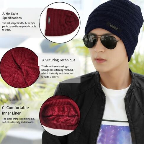 Beanie for Men Women Cuffed Thick Knitted Unisex Winter Hat Beanies Skull Cap in Saudi Arabia