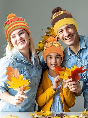 Ramede 6 Pcs Thanksgiving Hats for Women Men Turkey Pumpkin Fall Beanie Hats Knit Hat for Adult Harvest Party Supplies in Saudi Arabia