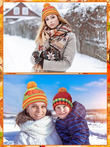 Ramede 6 Pcs Thanksgiving Hats for Women Men Turkey Pumpkin Fall Beanie Hats Knit Hat for Adult Harvest Party Supplies in Saudi Arabia