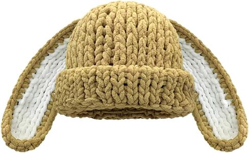 Cute Bunny Ears Beanie Hats Knit Winter Hat Chunky Skull Cap Y2k Beanies Hats Crochet Rabbit Ears Winter Cap Slouchy Beanie in Kuwait