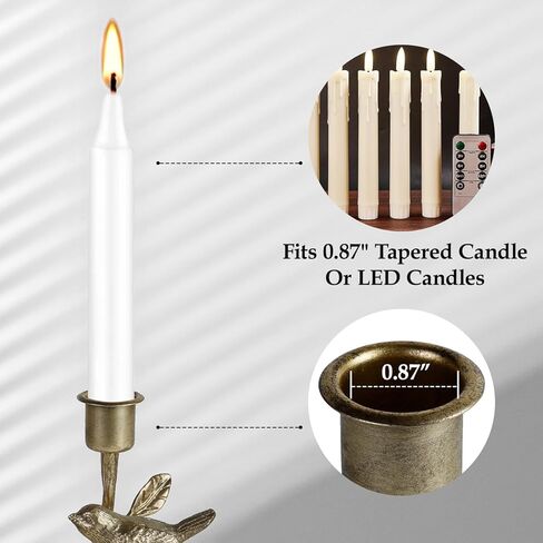 NIKKY HOME Vintage Gold Taper Candle Holders Set of 2, Birds on Branch Elegant Metal Flowers Candlestick for Table Centerpieces, Wedding Decor and Dinner Party in Saudi Arabia