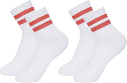 2 Pairs Striped Crew Socks for Women Vintage Style Breathable Ankle Socks for Women Fits US Women's Shoe Size 9-11 in Kuwait