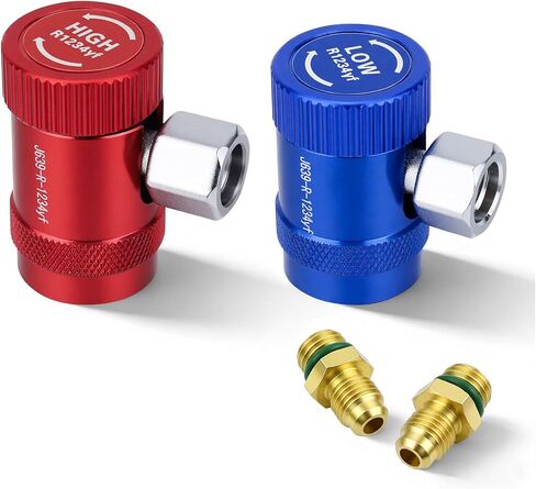 R1234yf Quick Coupler Adapter Kit, Quick Connect R1234yf Adapters & AC Hose Fitting Connectors, High/Low R1234yf Adapter for Air Conditioning Evacuation and Recharging, Conditioning Line Repair Tools in Kuwait