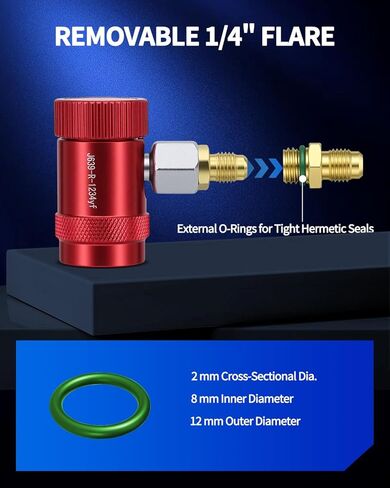 R1234yf Quick Coupler Adapter Kit, Quick Connect R1234yf Adapters & AC Hose Fitting Connectors, High/Low R1234yf Adapter for Air Conditioning Evacuation and Recharging, Conditioning Line Repair Tools in Kuwait
