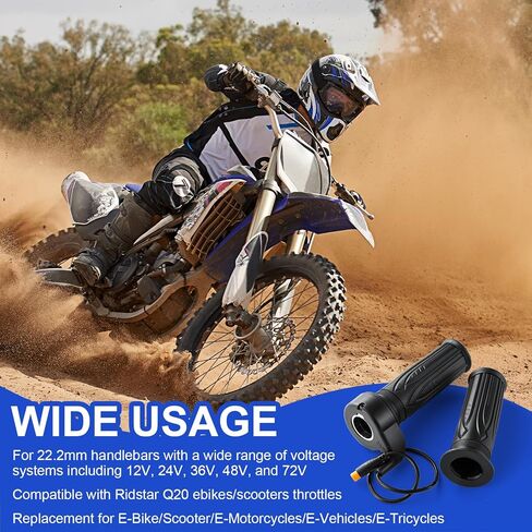 20X Full Twist Throttle, Stable E-Bike Throttle Grip Replacement for 12V-72V Twist Throttle Electric Bike for Mountain Bike Scooter 22.2mm with 3 Pin Waterproof Connection in Kuwait