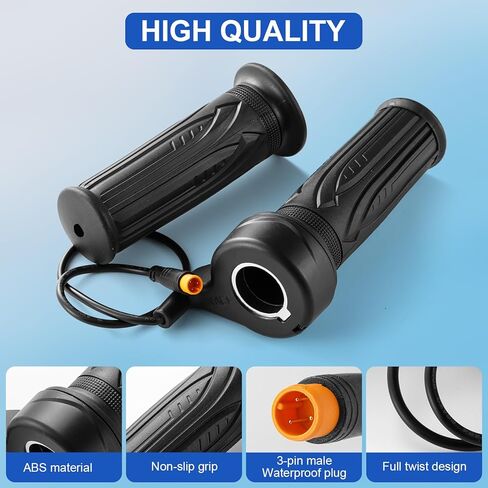 20X Full Twist Throttle, Stable E-Bike Throttle Grip Replacement for 12V-72V Twist Throttle Electric Bike for Mountain Bike Scooter 22.2mm with 3 Pin Waterproof Connection in Kuwait