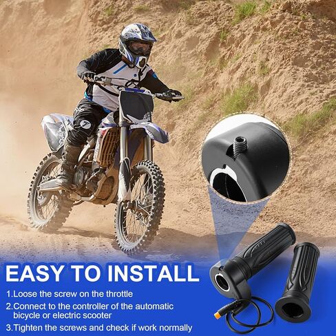 20X Full Twist Throttle, Stable E-Bike Throttle Grip Replacement for 12V-72V Twist Throttle Electric Bike for Mountain Bike Scooter 22.2mm with 3 Pin Waterproof Connection in Kuwait