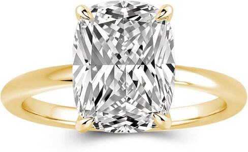 5.5 Ct Cushion Cut Hidden Halo Engagement Ring, 925 Sterling Silver 18K Gold Plated solitaire Jewelry Gift, 5A Cubic Zirconia Promise Anniversary Ring in Kuwait