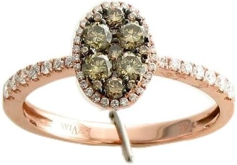LE VIAN 5/8 Carat Vanilla and Chocolate Diamond Statement Ring for Women | 14K Rose Gold Elegant In Pave Setting Ring for Her (Brown, G-H, VS2-SI1,0.64 Cttw) Promise Anniversary Wedding Band Size 9.5 in Saudi Arabia