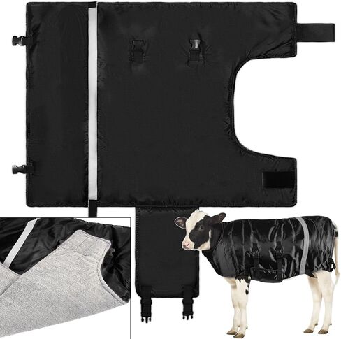 Dunzy 4 Pcs Winter Calf Blanket Calf Warm Clothes Waterproof Calf Warming Blanket Windproof Calf Jacket Livestock Calf Saver Coat for Keeping Cow Warm Thickened Belly Protection (Heavy Fleece Style) in Kuwait