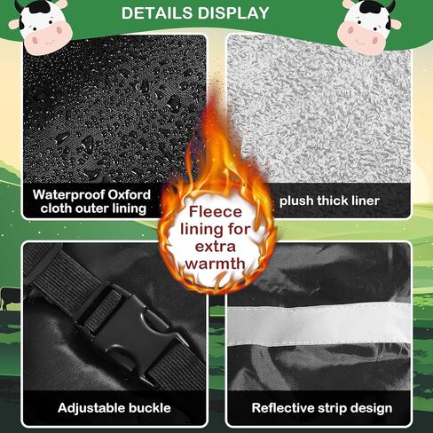 Dunzy 4 Pcs Winter Calf Blanket Calf Warm Clothes Waterproof Calf Warming Blanket Windproof Calf Jacket Livestock Calf Saver Coat for Keeping Cow Warm Thickened Belly Protection (Heavy Fleece Style) in Kuwait