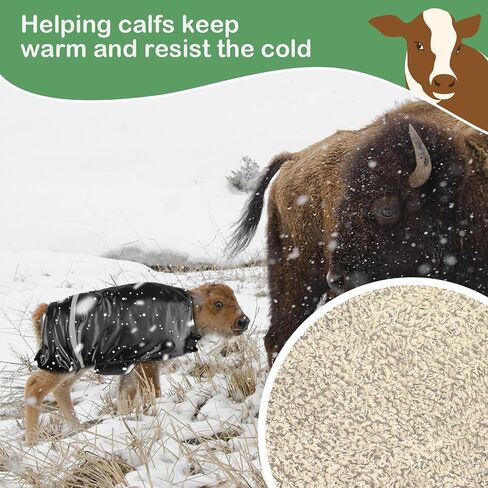 Dunzy 4 Pcs Winter Calf Blanket Calf Warm Clothes Waterproof Calf Warming Blanket Windproof Calf Jacket Livestock Calf Saver Coat for Keeping Cow Warm Thickened Belly Protection (Heavy Fleece Style) in Kuwait