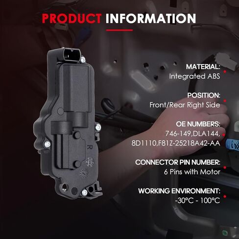 استبدال مشغل قفل الباب الجانبي للراكب الأيمن CCIYU لسيارة Ford F-150 F-250 F-250 Super Duty Lobo Mustang Ranger Taurus Sable Excursion Explorer لنكولن، من أجل Mercury 746-149، DLA144 in Kuwait