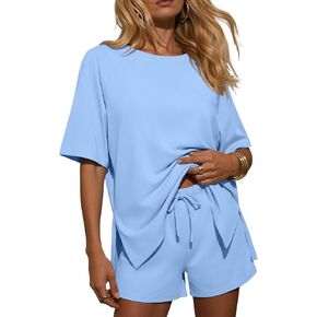 Ekouaer Two Piece Sets for Women Summer Lounge Short Sets Moisture-Wicking Casual Airport Travel Matching Outfits in Kuwait