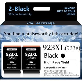 923e 923xl مجموعة خراطيش الحبر الأسود مع رقائق بديلة لحبر HP 923e 923XL أسود لـ OfficeJet 8120e 8122e 8125e Pro 8135e 8138e 8139e 8130e 8132e (2 أسود) in Kuwait