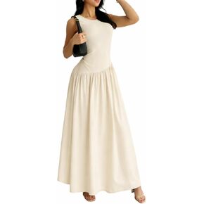 LIGHT DOT Women's Maxi Summer Tank Top Dress Drop Waist Casual Sleeveless Vacation Sundress in Kuwait